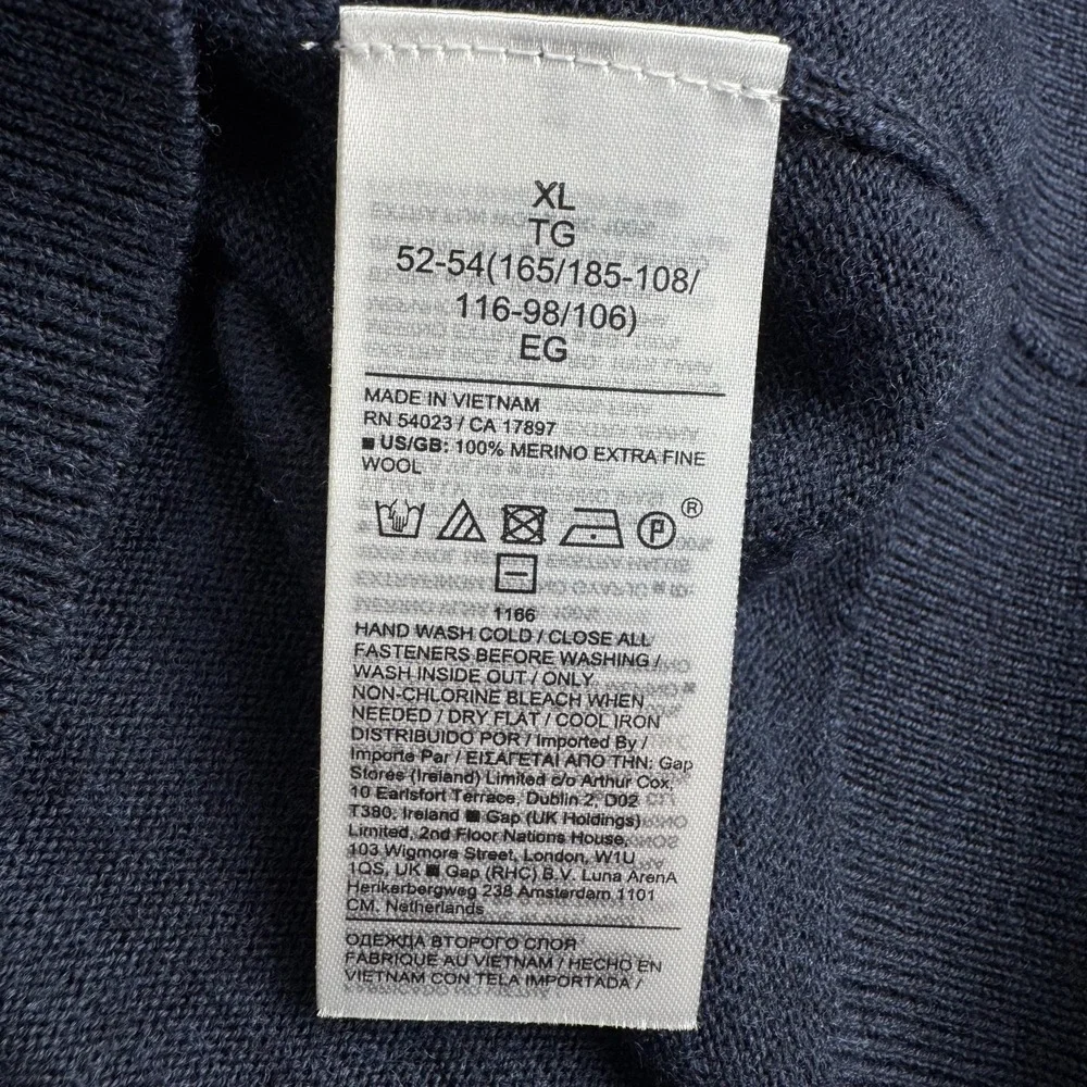 Banana Repubic Italian Merino Extra Fine Wool 1/2 Zip Sweater Blue Mens XL